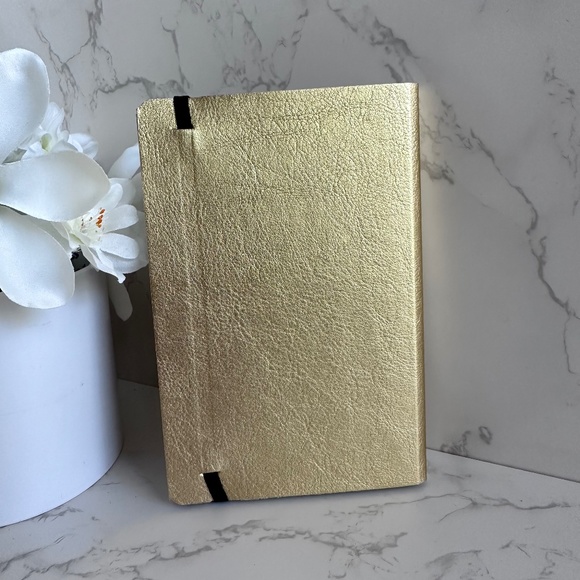 FENDI Metallic Gold-Tone Leather Notebook with Stickers - Picture 2 of 10